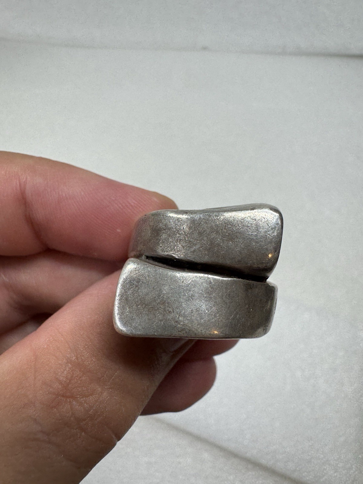 Heavy Silver Uno De 50 Designer Brutalist Bypass Statement Ring Size 8