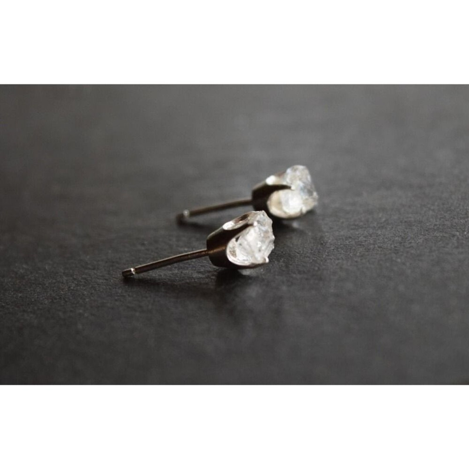 raw stone earrings, natural gemstone studs in sterling silver, crystal e…
