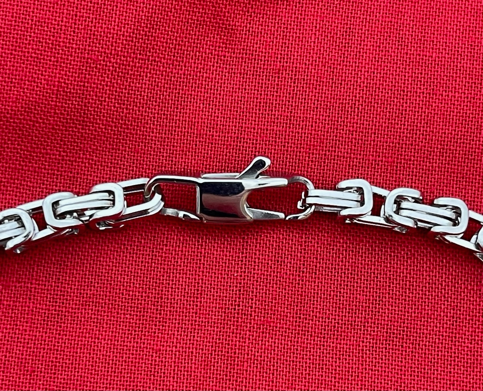 26″ STAINLESS STEEL SILVER 4MM BYZANTINE TURKISH BOX W/SPECIAL CLASP CHAIN
