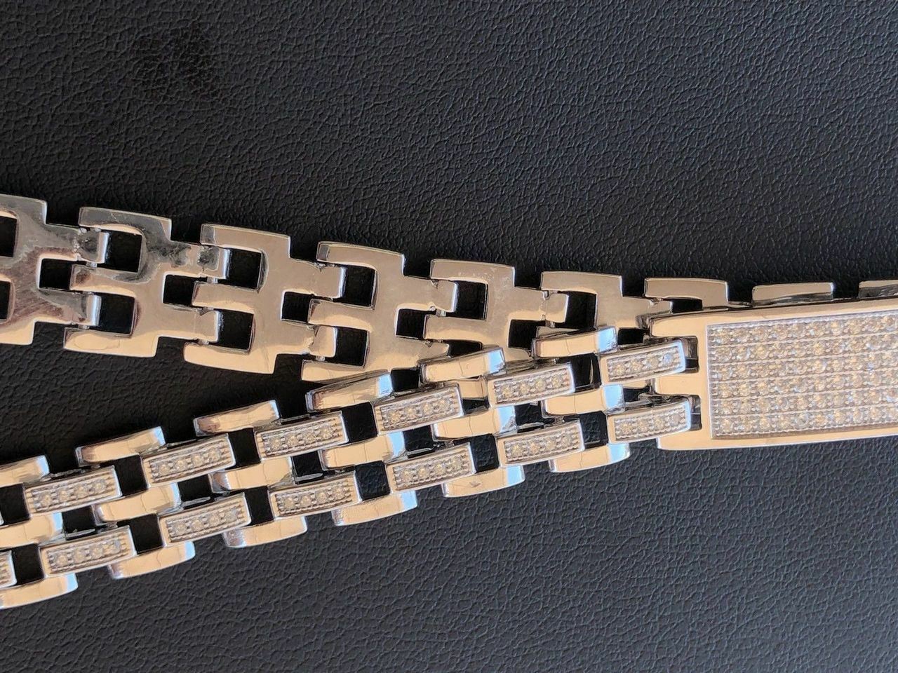 Solid 925 Silver CZ Real Iced Hip Hop Men’s Presidential Bracelet Custom Link