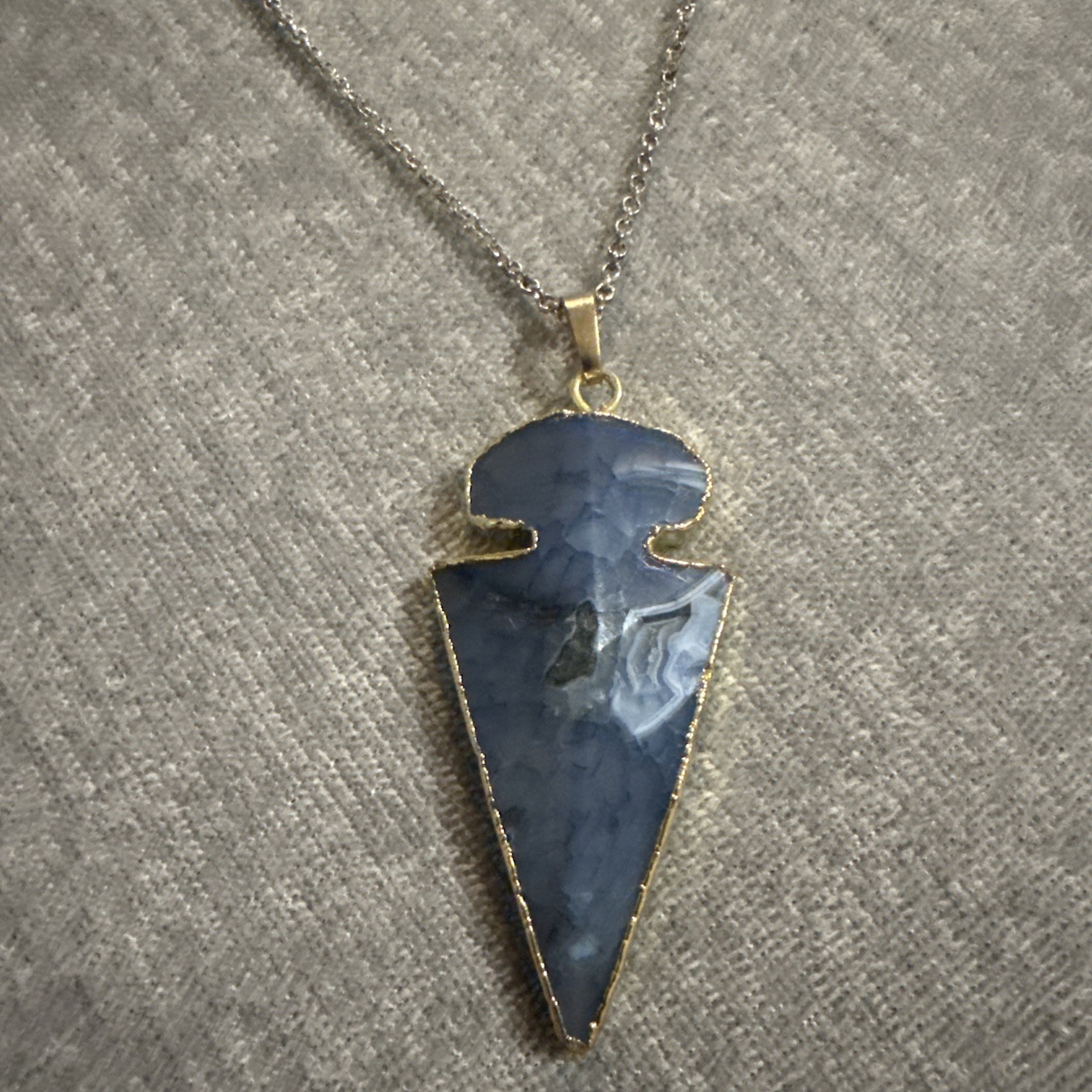 NAKAMOL Long Arrowhead Necklace Green Blue Gold Chain Boho Statement