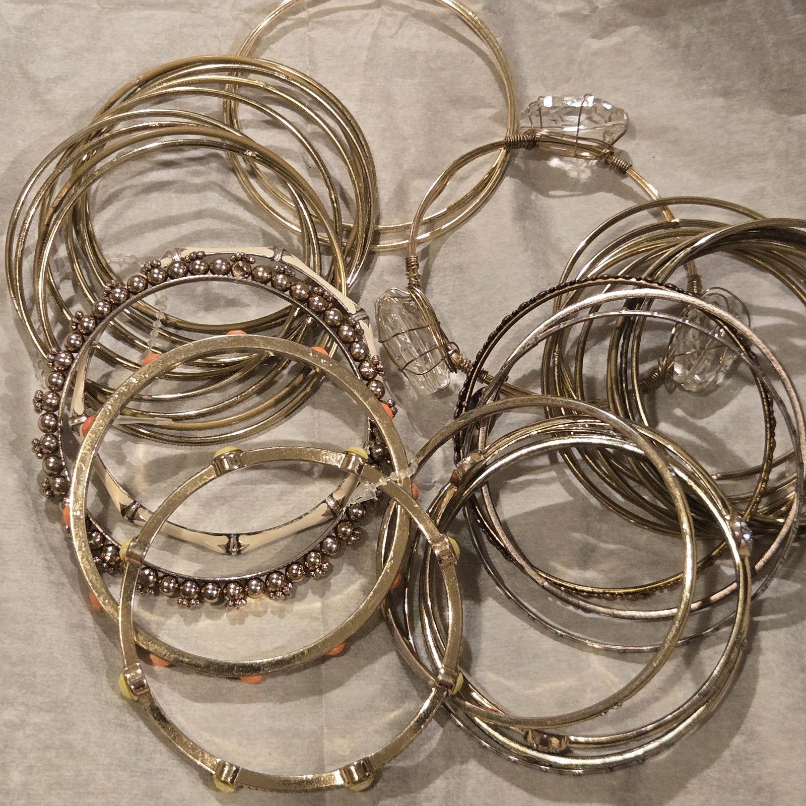 Gold and Silver Bangle Bracelet Set. 30 Pc