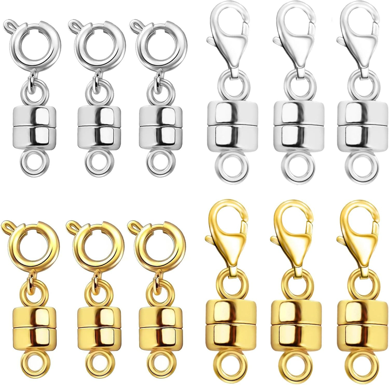 Magnetic Necklace Clasps and Closures, 18K Gold and Silver Plated Bracelet Conve