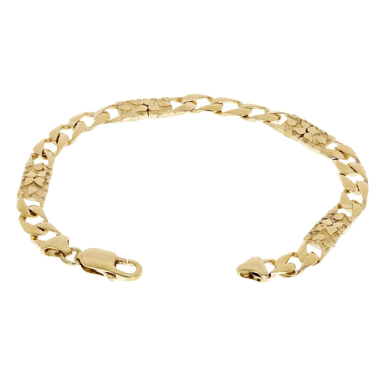 10k Yellow Gold Solid Cuban & Nugget Link Chain Bracelet 7.5″ 6.5mm 10.5 grams