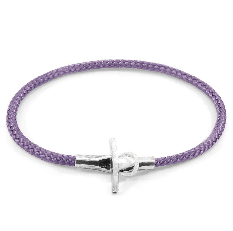 Lilac Purple Cambridge Silver and Rope Bracelet