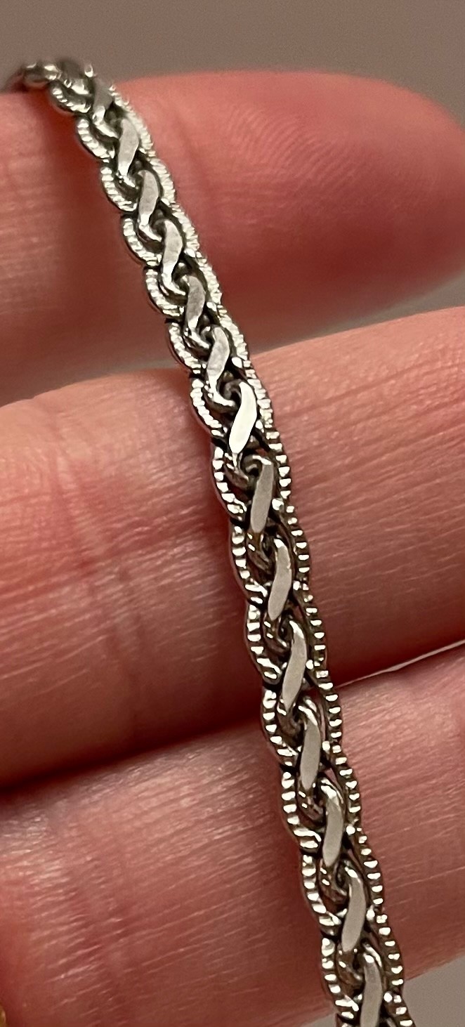 925 Sterling Silver 4mm Diamond-Cut Franco Spiga Bracelet 9 Inch Hollow 7 grams