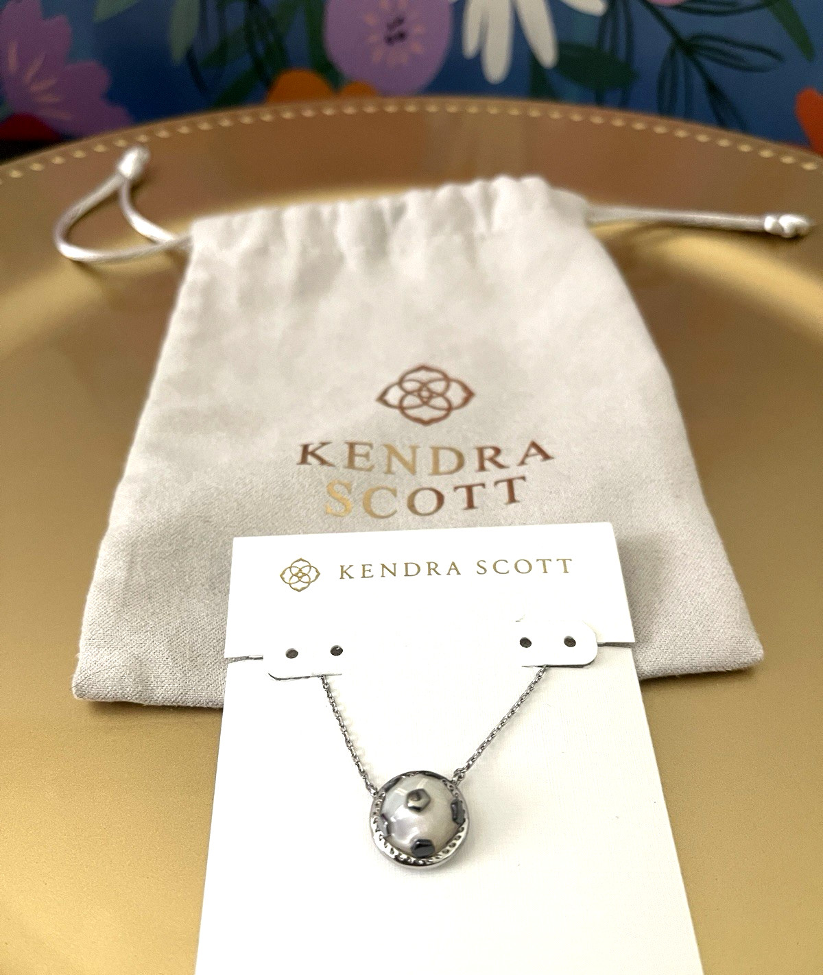 Kendra Scott SOCCER Pendant Necklace Silver-Plated Chain New + Dust Bag