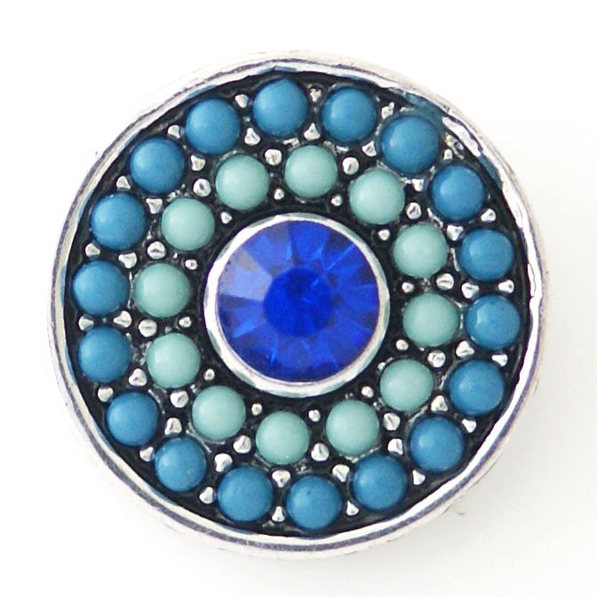 Snap Jewelry Rhinestone Halo Turquoise Bead 18-20mm Fits Ginger Accessories