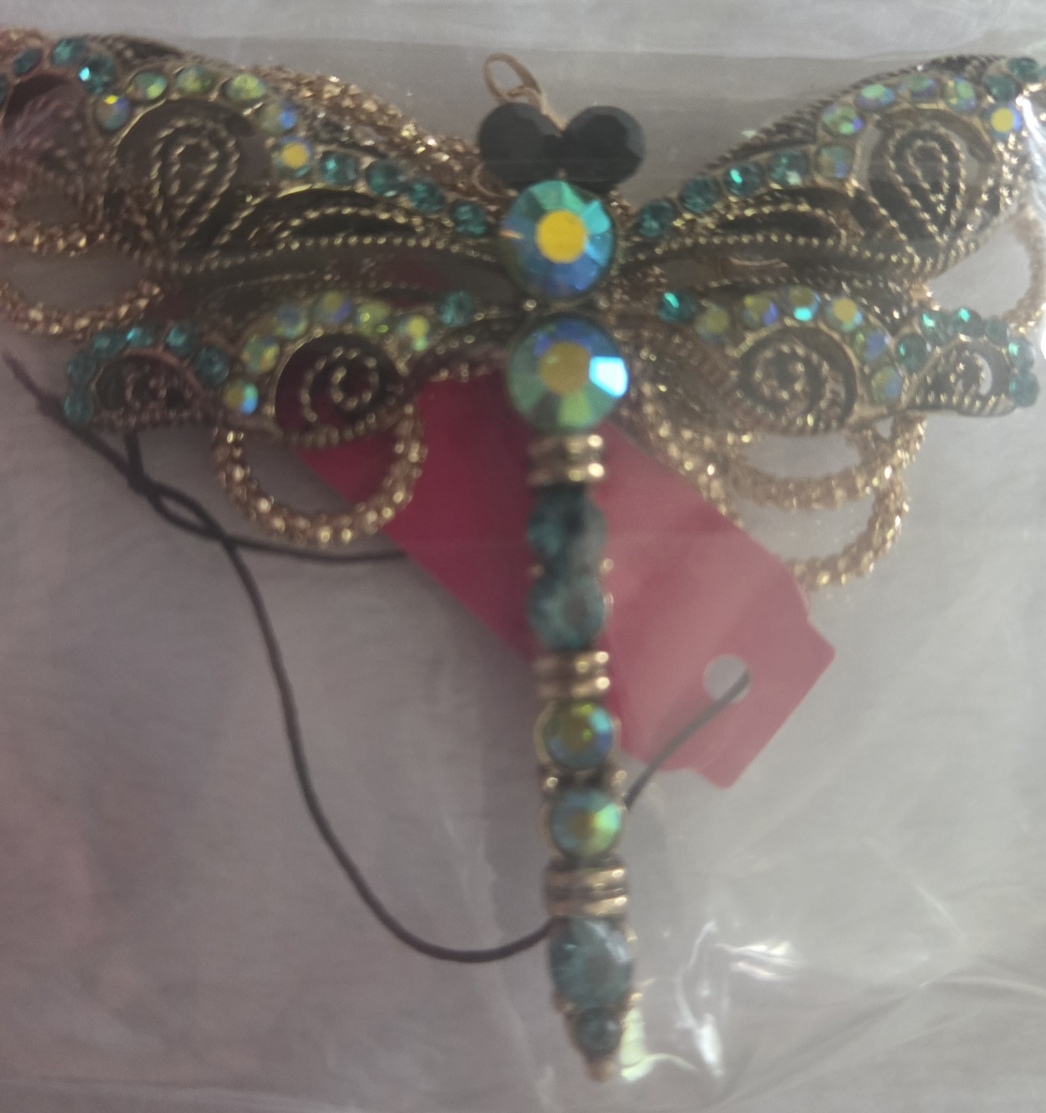 Fashion Women Blue/Green Enamel Dragonfly W Rhinestones Large Pendant/Necklace