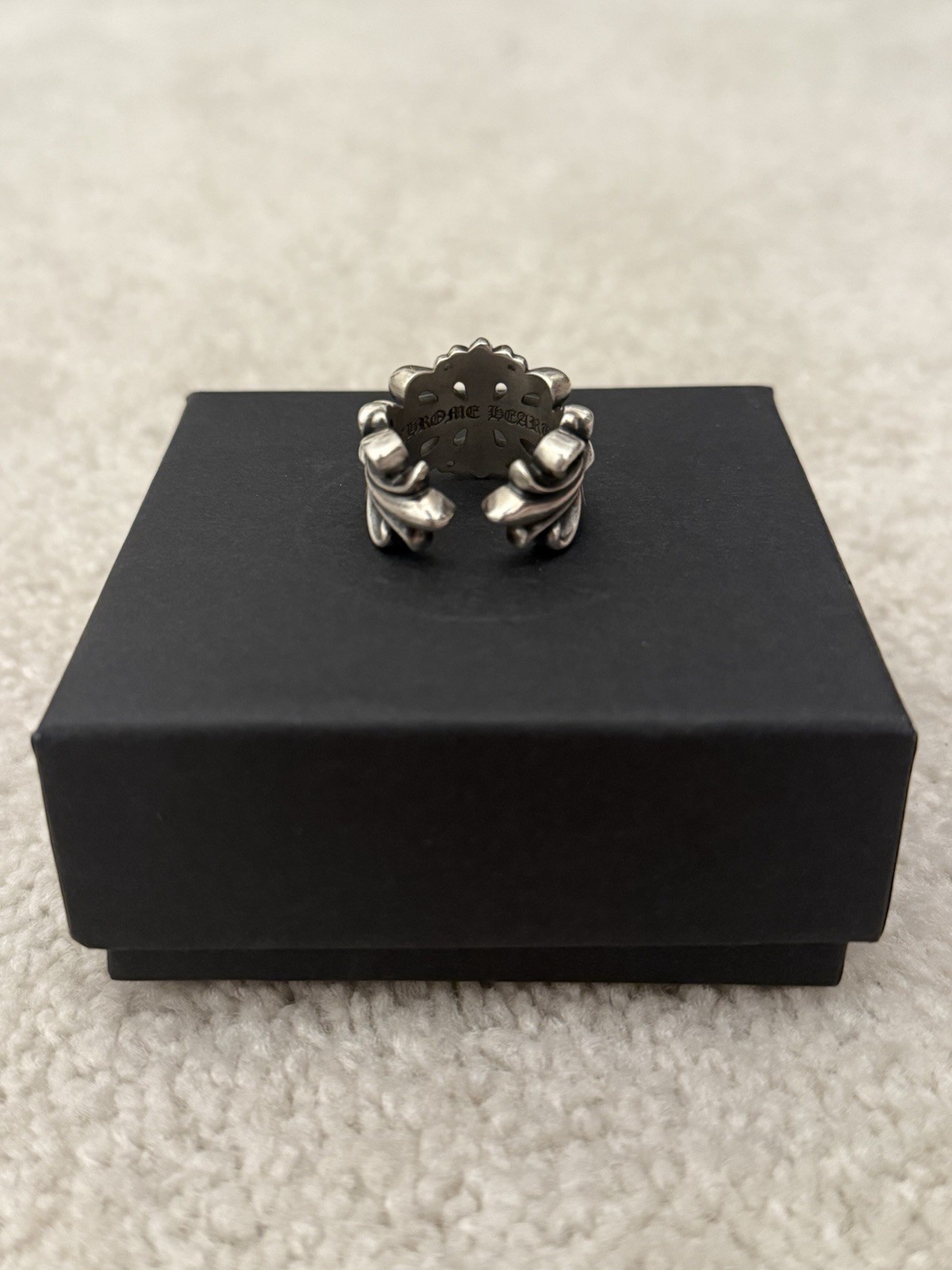 Chrome Hearts Double Floral Ring 925 Sterling Silver Pre-owned Size 10