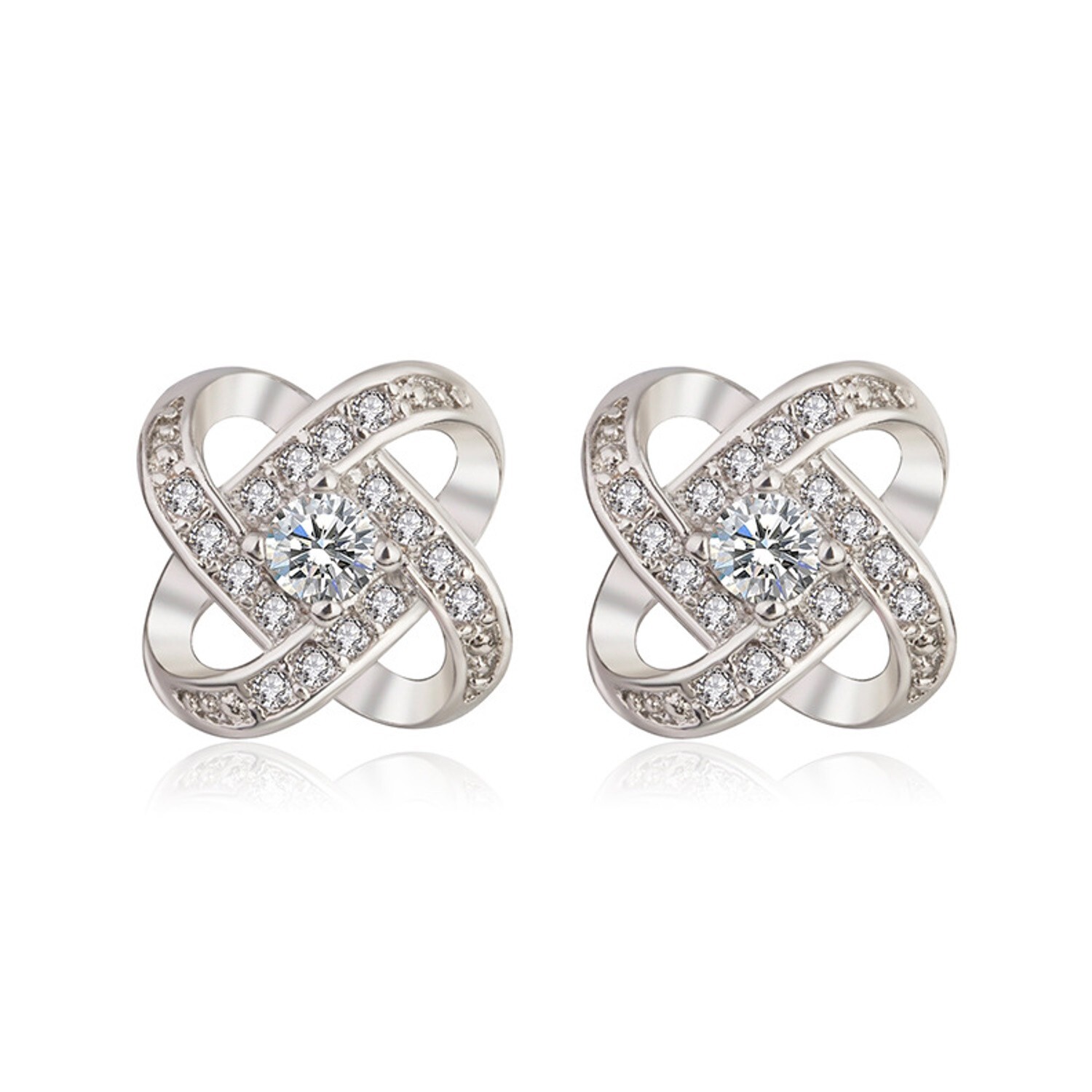Classic Rhinestone Stainless Steel Post Stud Earrings Women Girls
