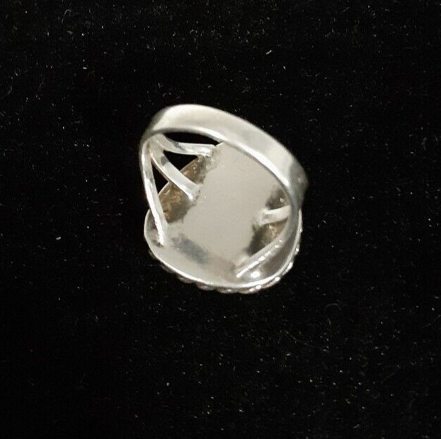Silver Ring W/ Crysocolla Phoenix Stone Size 6.5 Unmarked Tested