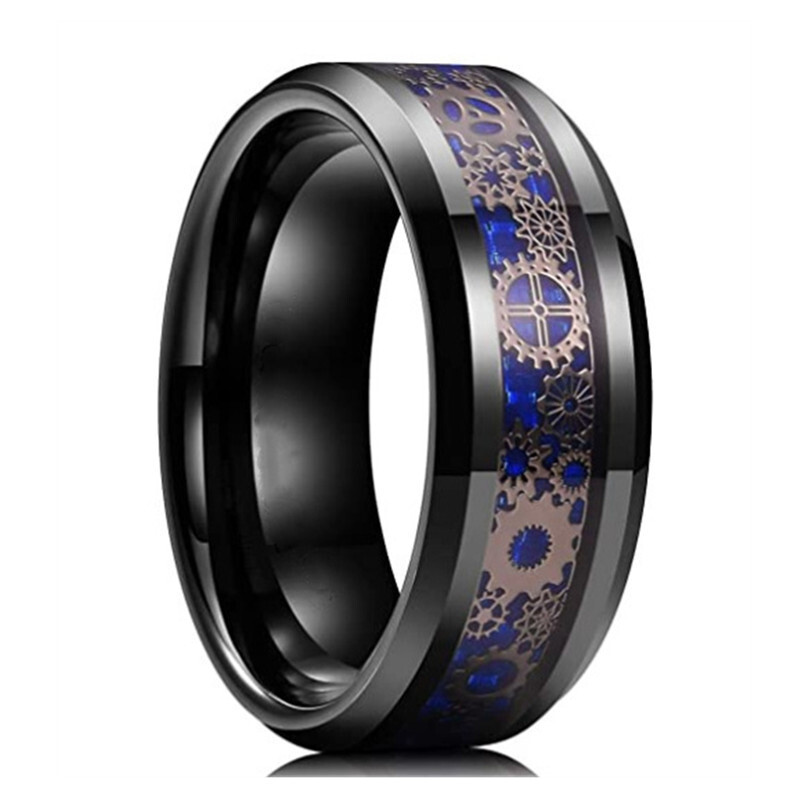 Unique Gear Ring Men Stainless Steel Titanium Gold Silver Black Ring Sizes 6-13⇓