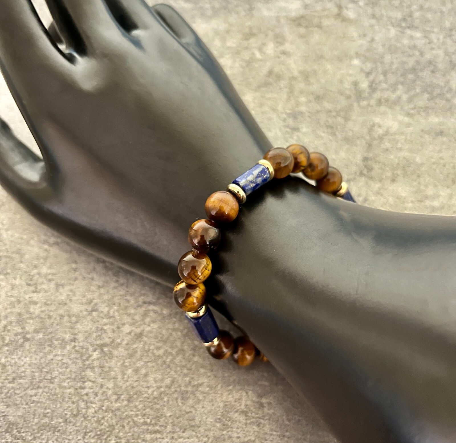 TIGER’S EYE & LAPIS LAZULI Stretch Bracelet Handmade Crystal Gemstone For Wisdom