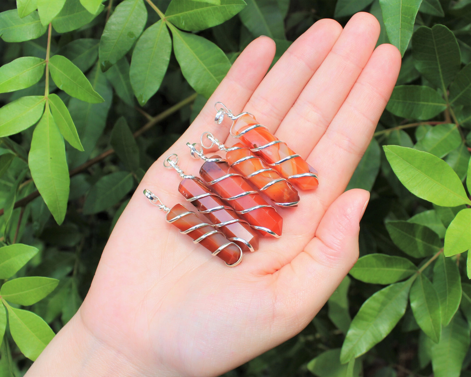 Carnelian Spiral Wrapped Point Pendant / Necklace (Carnelian Point Pendant)