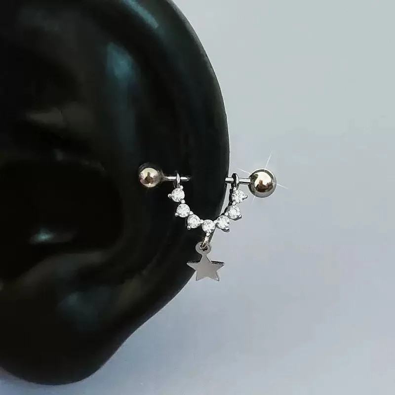 1 PCS Star Silver Color 316L Stainless Steel Ear Bone Nail for Women New Fashion