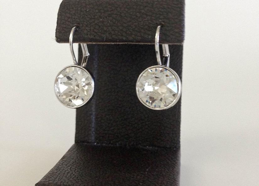 Bella Earrings Made With Genuine Swarovski Crystals Silver Plated Bezel Lever