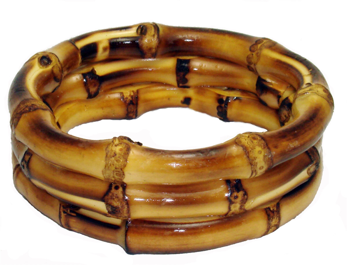 Bamboo Trio Bracelet- 1″ Thick Natural Tropical Fashion Accessory