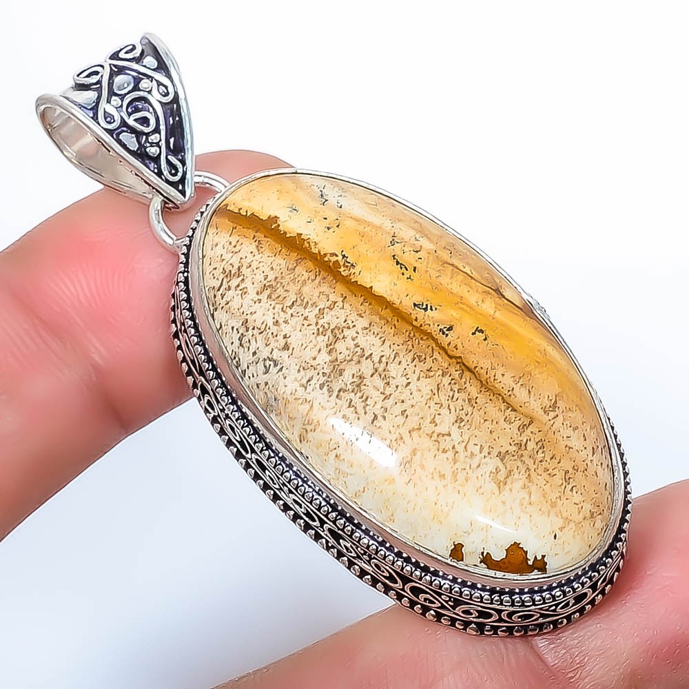 Natural Picture Jasper – Oregon 925 Silver Plated Fine Art Pendant2.34″ P2-628