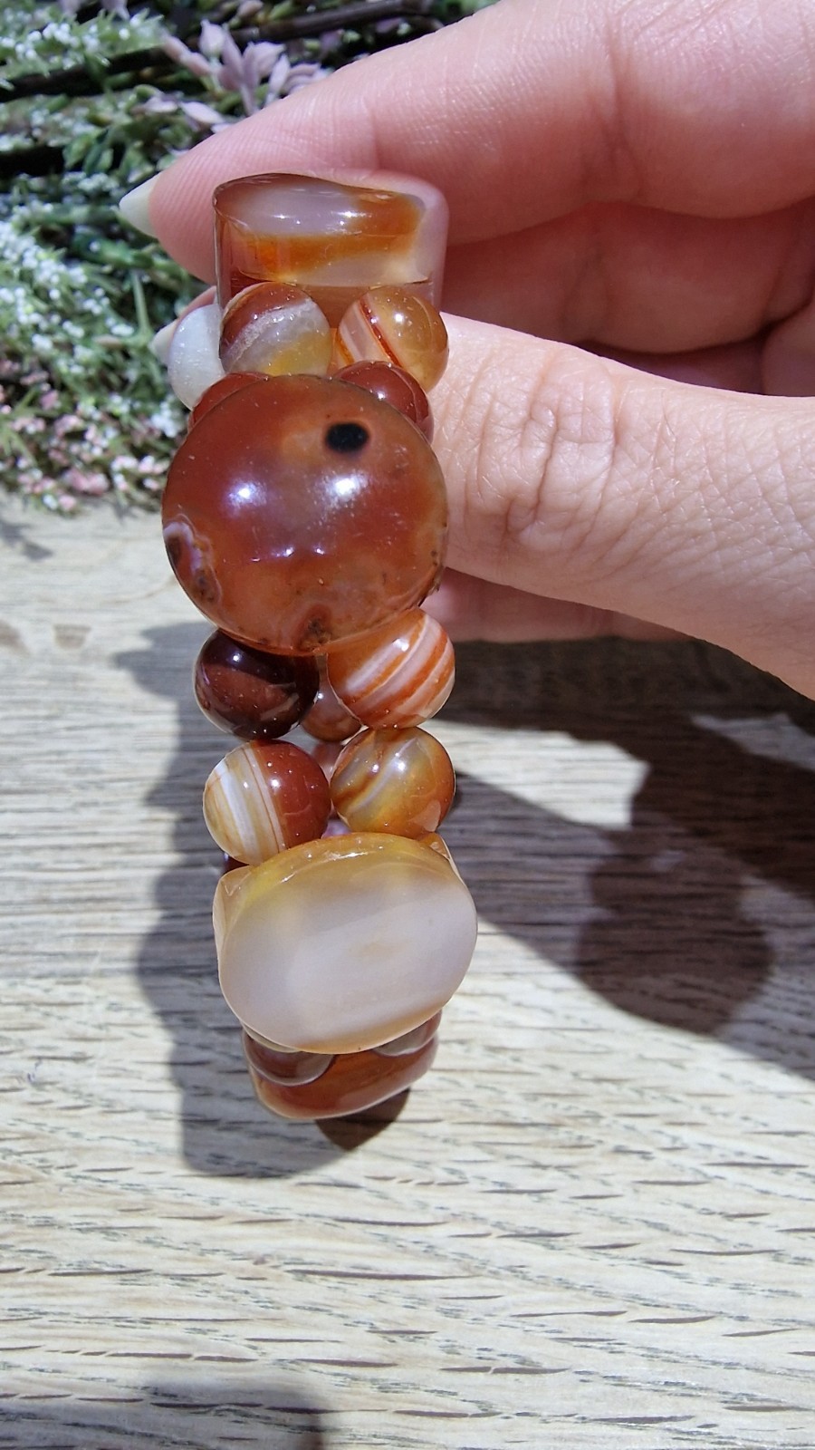 Carnelian Agate Crystal Soft Bangle Bracelet 18mm Elasticated