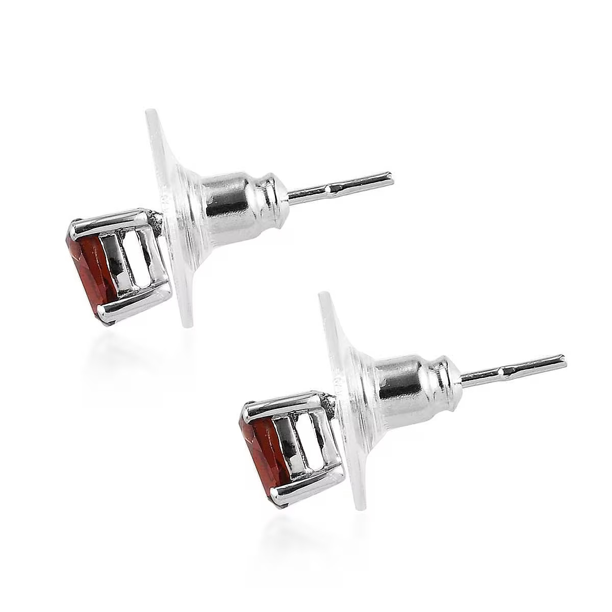 Stainless Steel Garnet Stud Solitaire Earrings Pendant Necklace Set Gift Ct 9.8