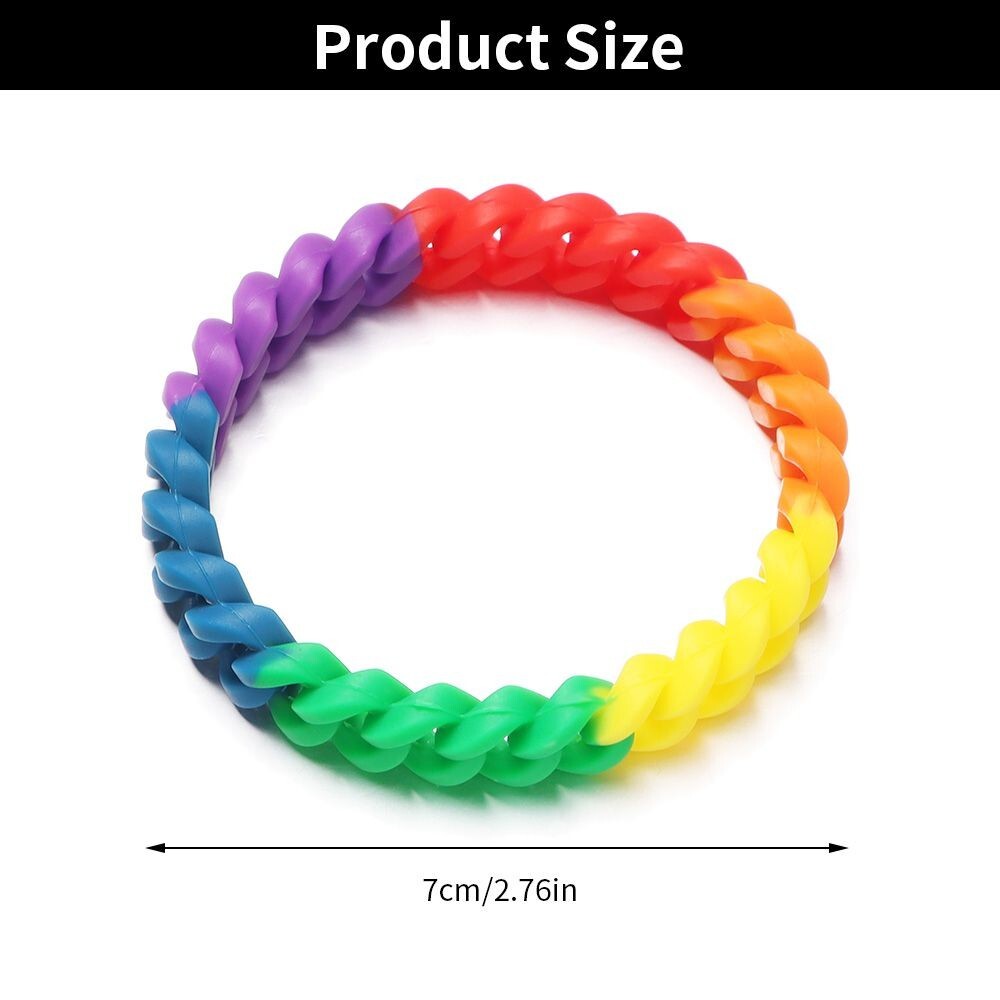 1pc Rubber Silicone Rainbow Wristbands Black White Band Bracelet Men Je Fashion