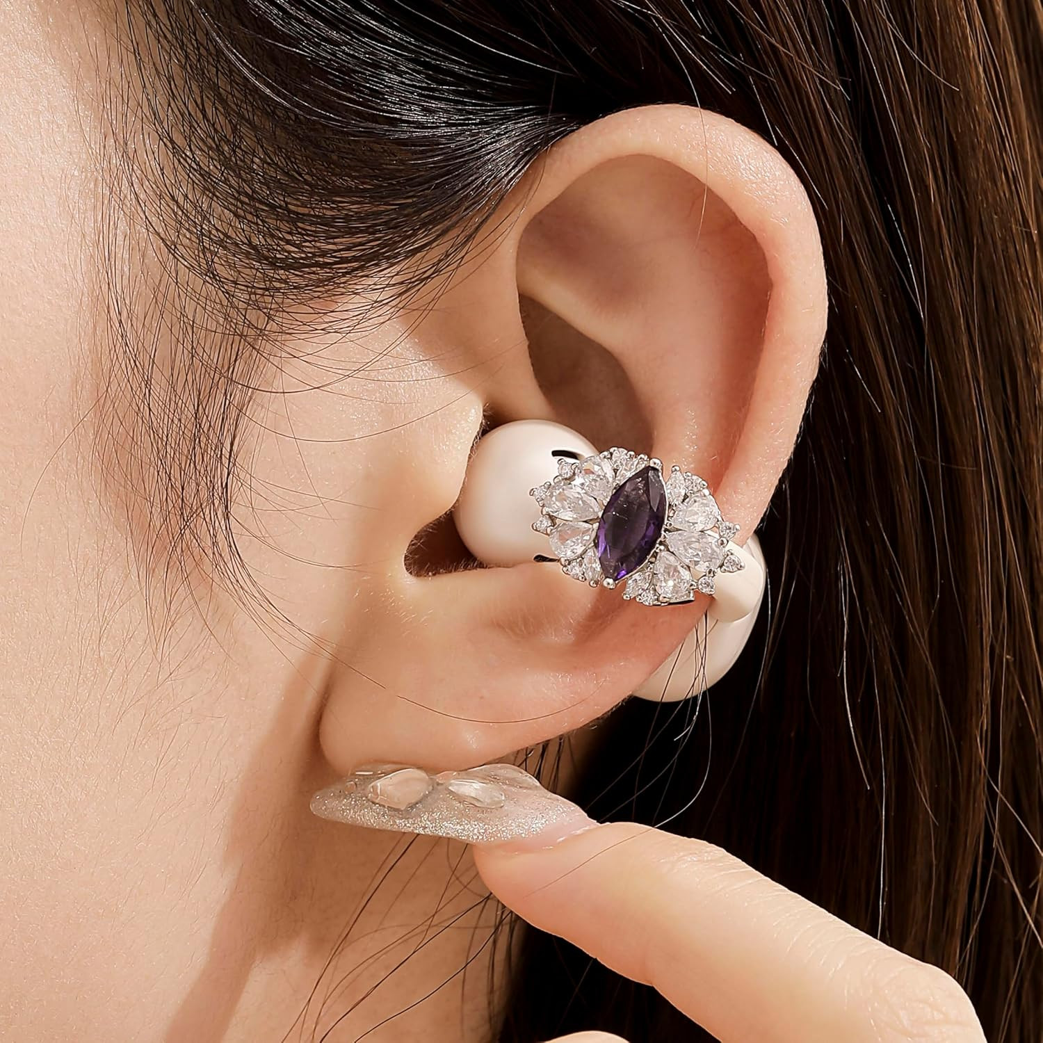 Butterfly Rhinestone for Clip on Earbuds Open Ear, Removable Ear Accessories Exq
