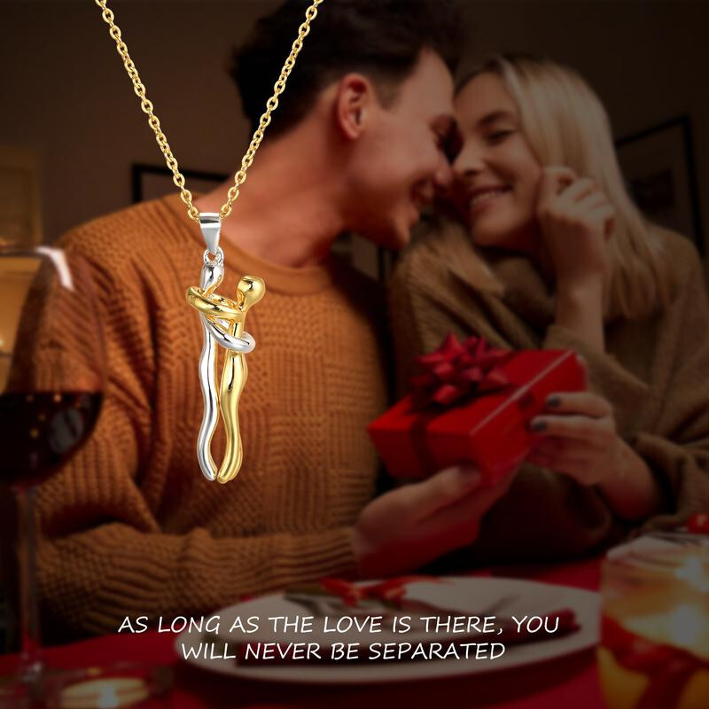 Couple Hugging Pendant Necklace Lovers Together Forever Metal Plating Love Style