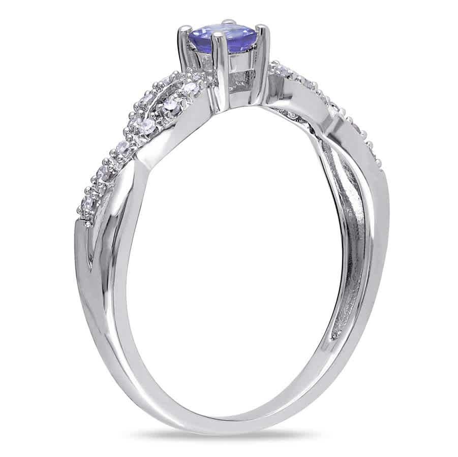 AMOUR 1/10 CT TW Diamond and Tanzanite Infinity Ring In Sterling Silver