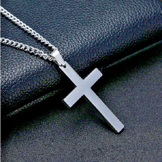 2″ Large Shiny CHRISTIAN RELIGIOUS CROSS FAITH Pendant 22″ silver 925 necklace