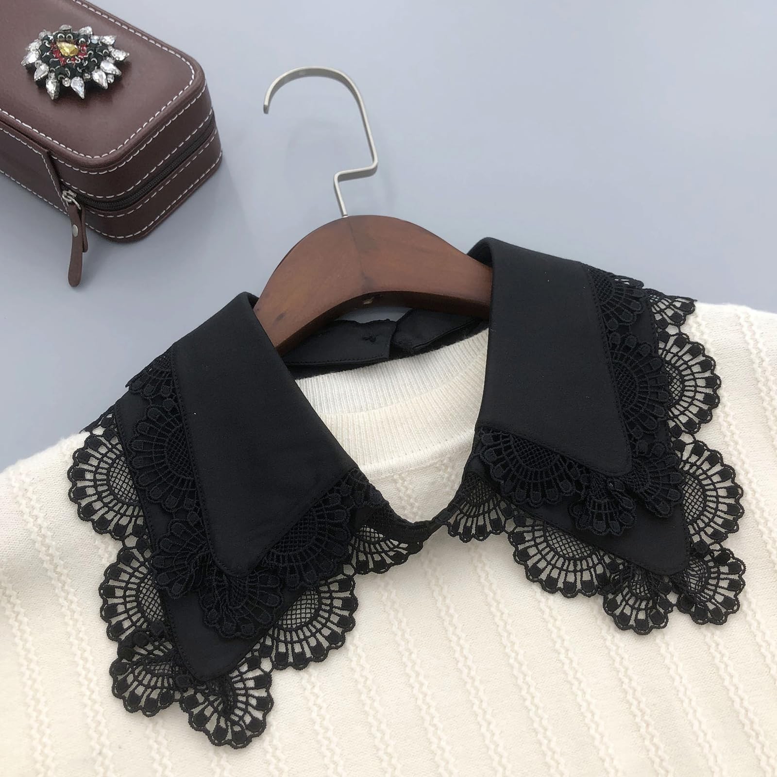 Detachable Dickey Faux Lapel False Collar Black White Women Girls Accessory