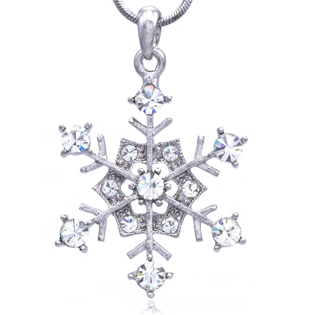Snowflake Winter Christmas Bridesmaid Bridal Wedding Jewelry Necklace Pendant