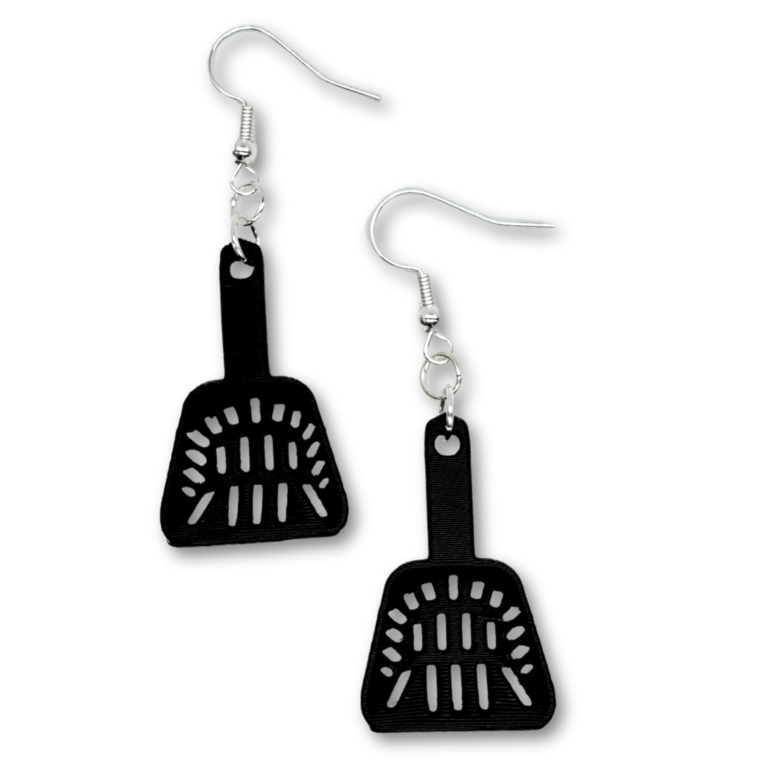 Cat Litter Scooper Earrings Weird 3D Printed Jewelry