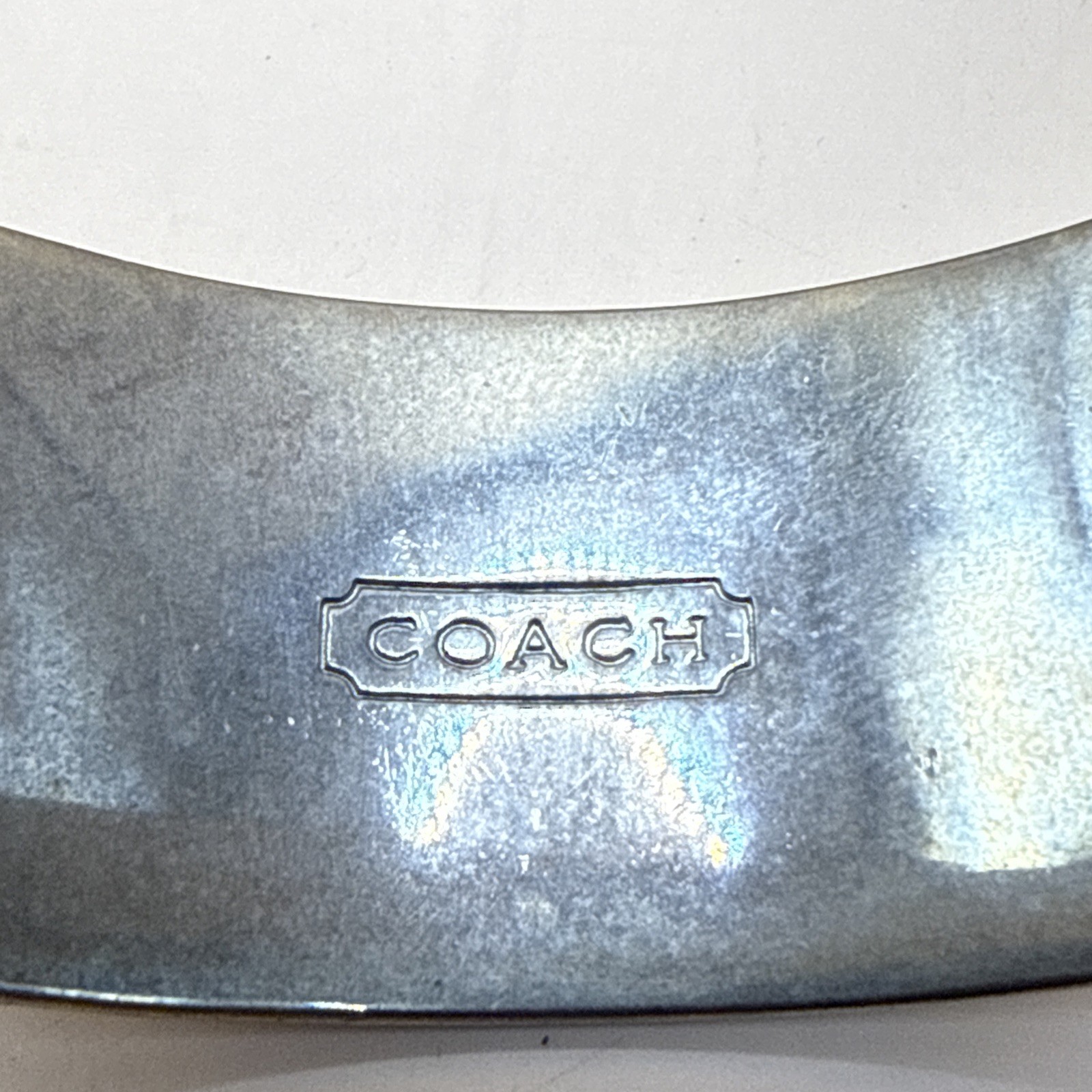 Silver Coach Signature Bangle Bracelet Pre-Owned Good Condition