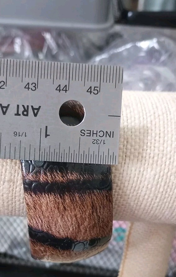 Black Brown Tiger Design Vinyl Bangle Bracelet