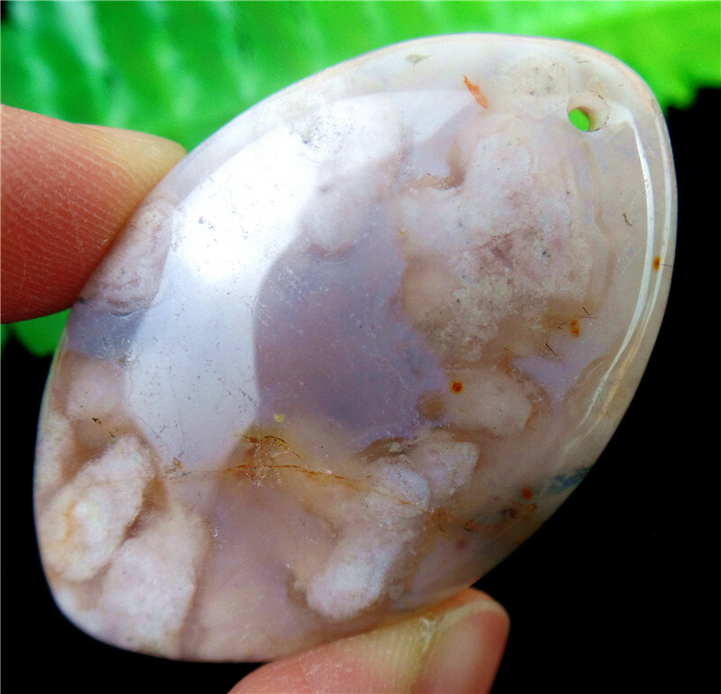 47x30x7mm Natural Cherry Blossom Agate Crystal Marquise Pendant Bead EA85377