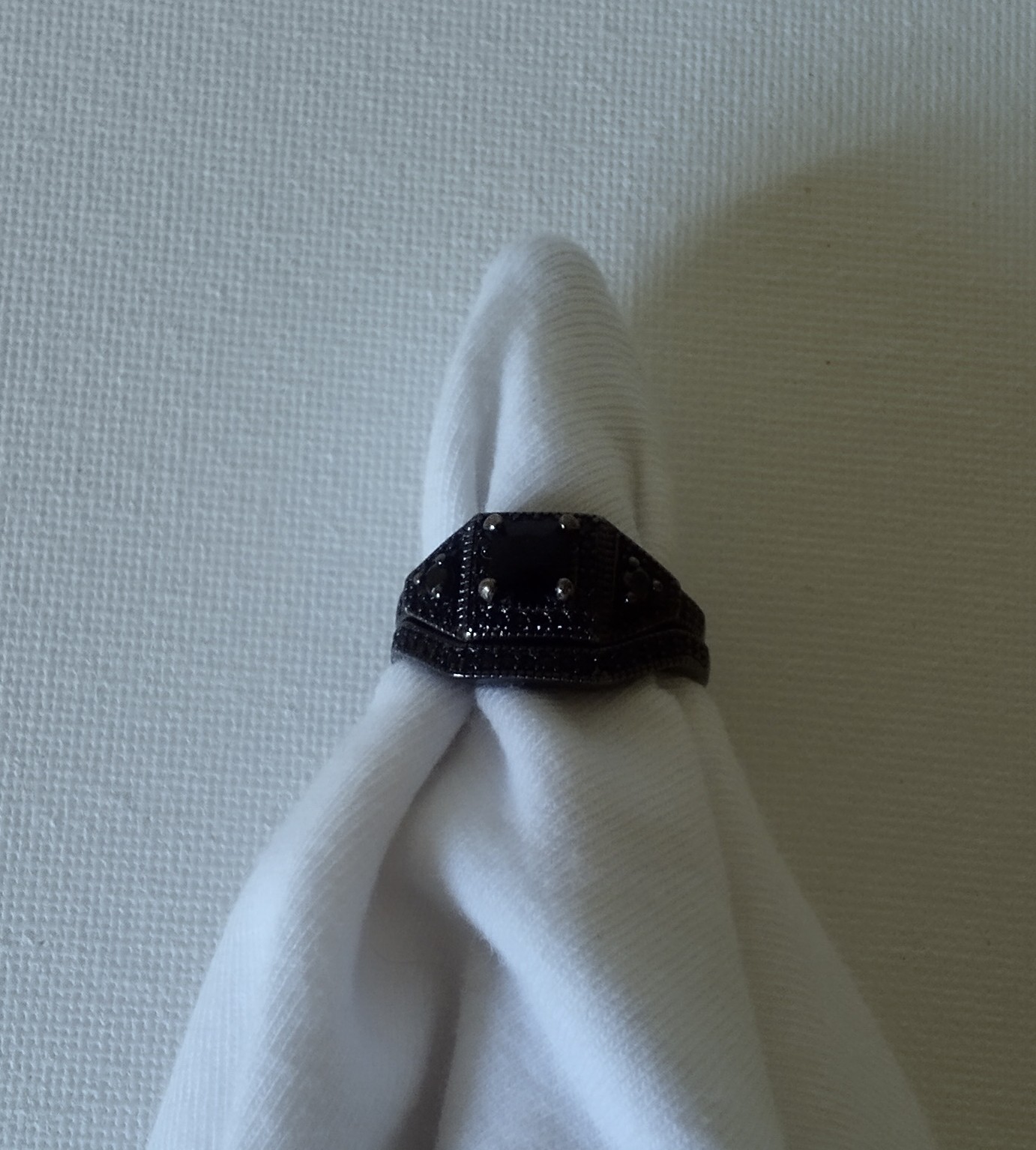 Black Tone Square Signet Band Ring Size 7 Black Square Center Setting
