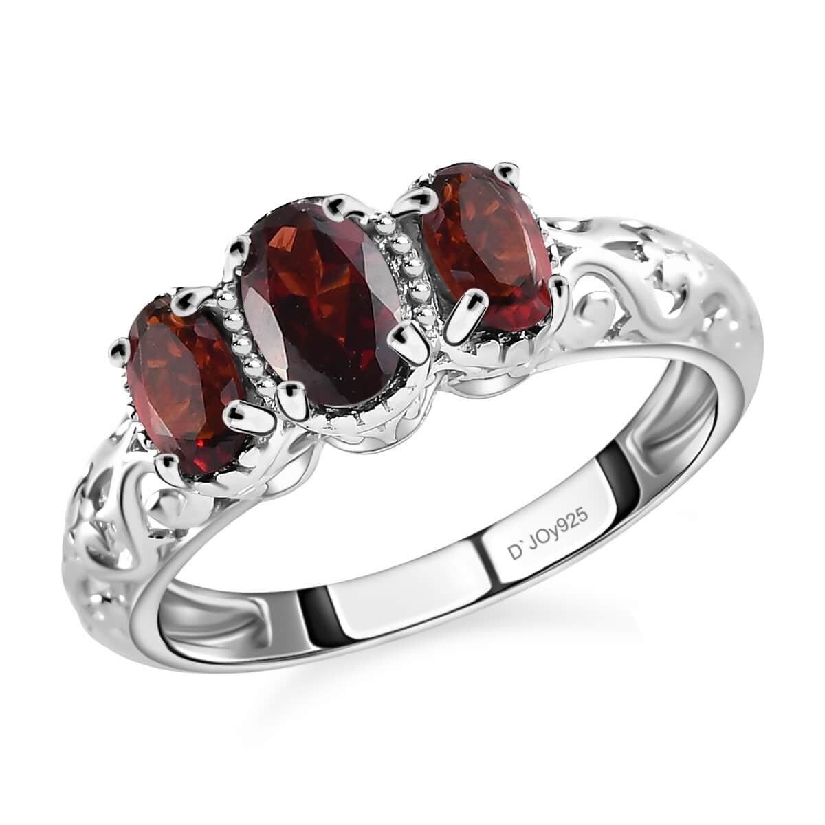 925 Sterling Silver Platinum Plated Citrine 3 Stone Ring Jewelry Size 7 Ct 0.9