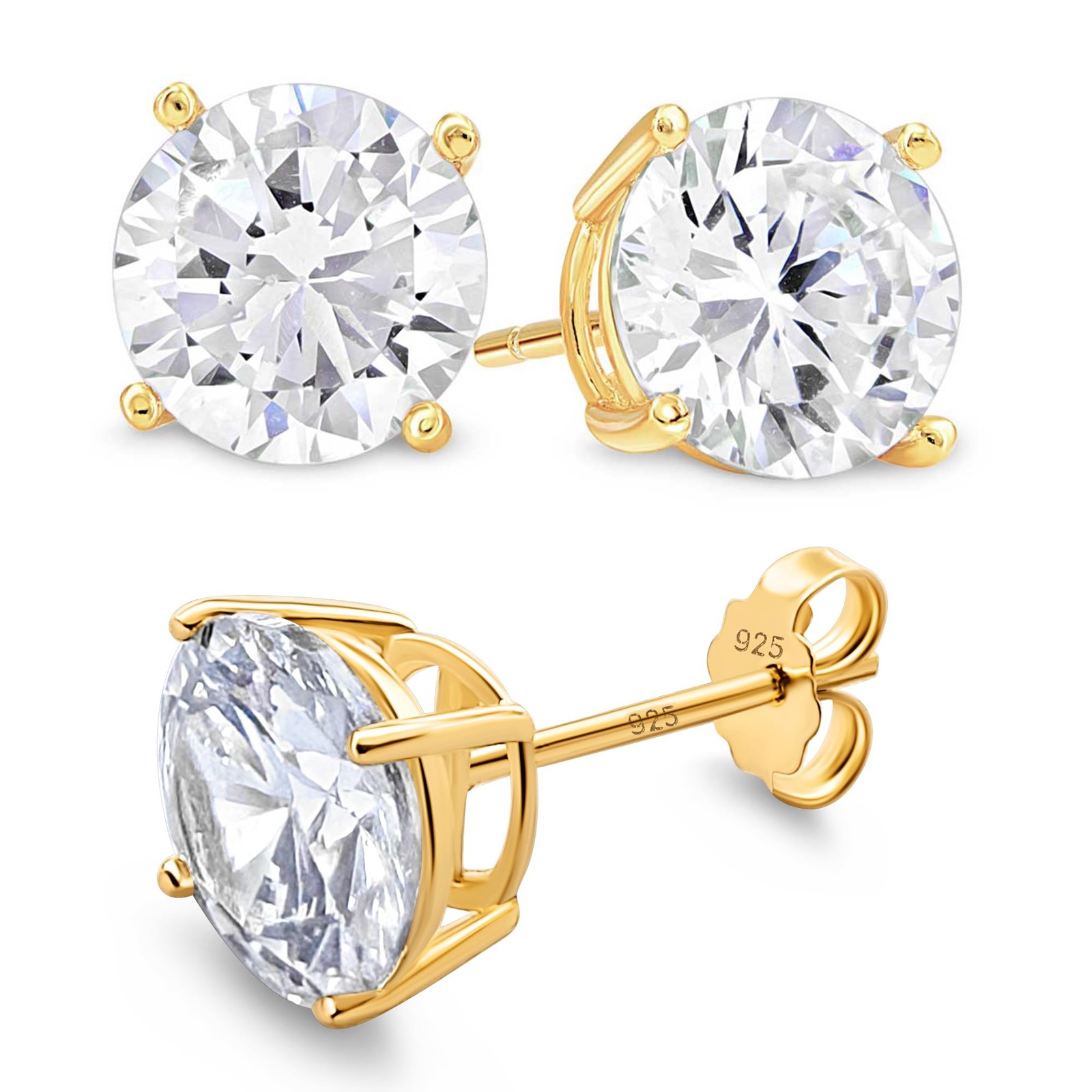 Sterling Silver Stud Earrings for Women & Men | 3mm Cubic Zirconia Earrings S…