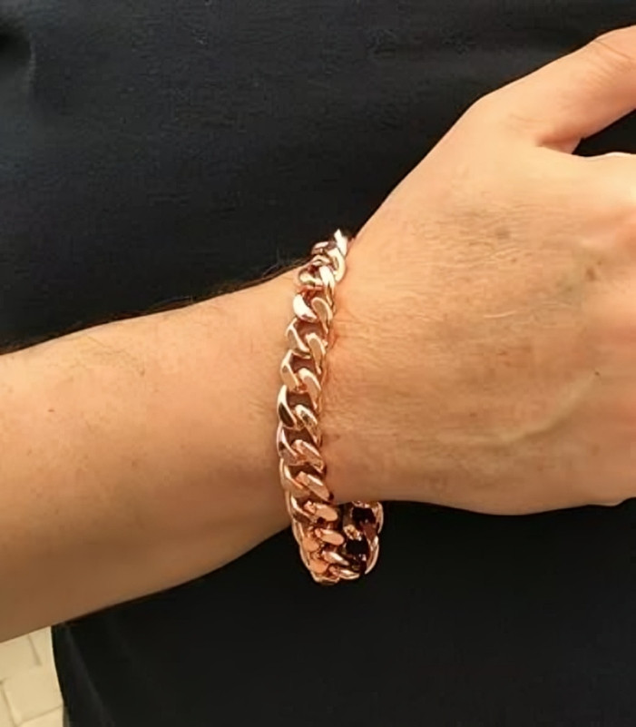 Pure Solid Copper Bracelet Arthritis Cuban Chain Curb Link Rider 11 mm Bracelet