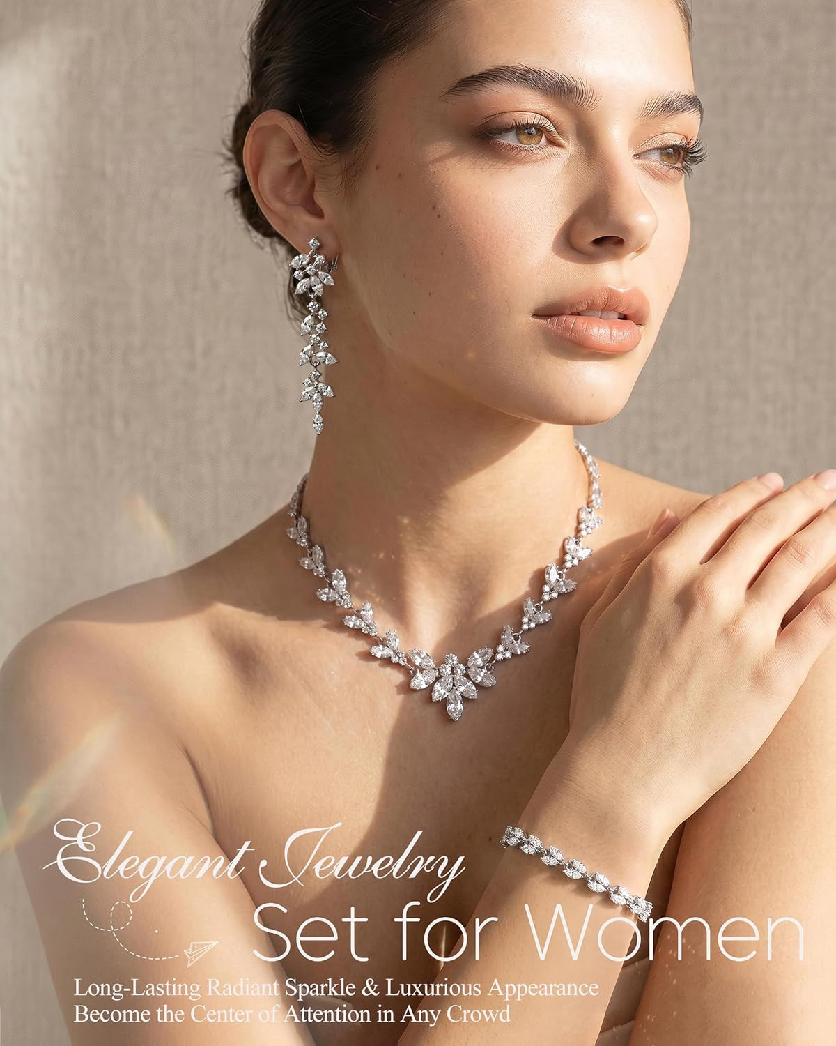 Silver Plated Wedding Jewelry Sets for Women Brides Bridesmaids Hypoallergenic S