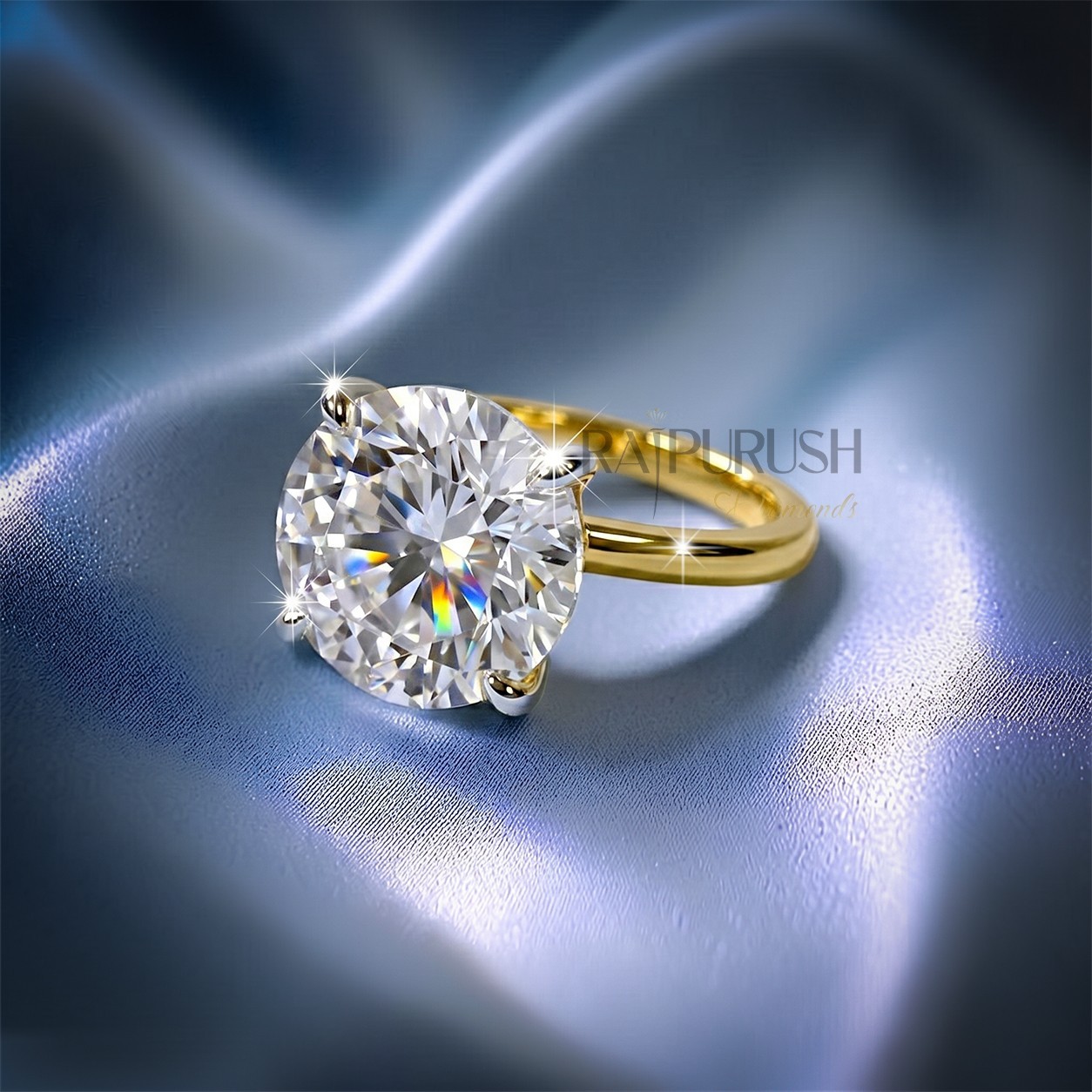 5Ct Round Moissanite Engagement Ring Hidden Halo VVS1 14K Gold Plated Silver