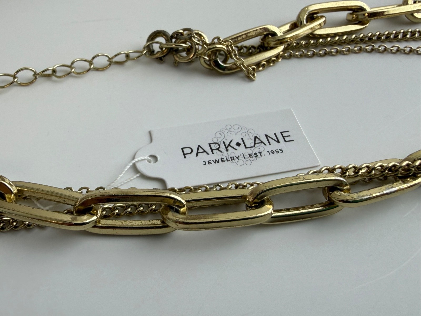 Park Lane ELEXA 3-in-1 Necklace Gold Tone Chain Link Lock & Heart Charms NWT