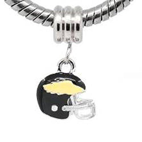 Black and Yellow Football Helmet European Bead Compatible for Most European Snak