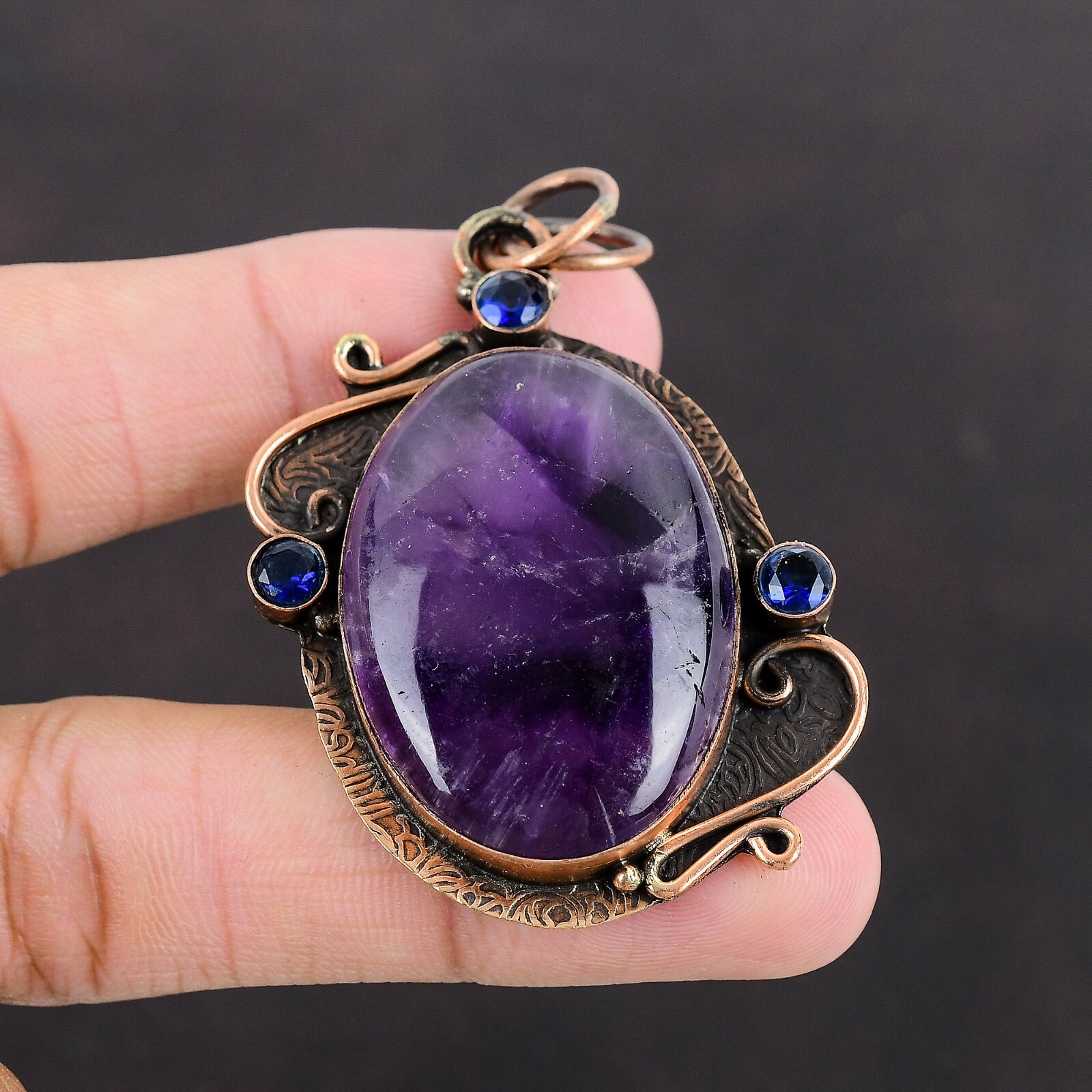 Valentines Deal Star Amethyst Gemstone Tanzanite Quartz Pendant Jewelry Copper