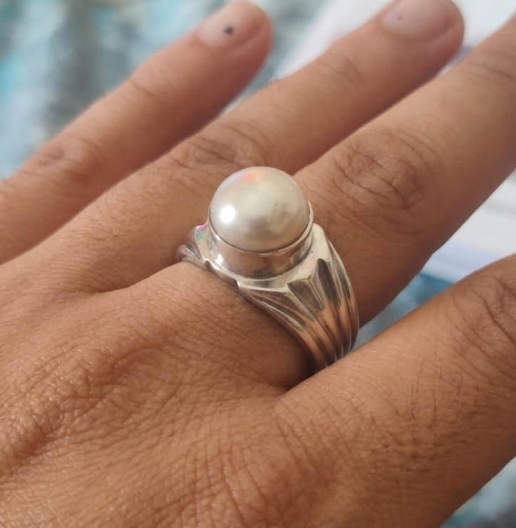 Men’s Pearl Ring, Genuine Pearl Ring, 925 Silver Ring, Natural Pearl Ring.