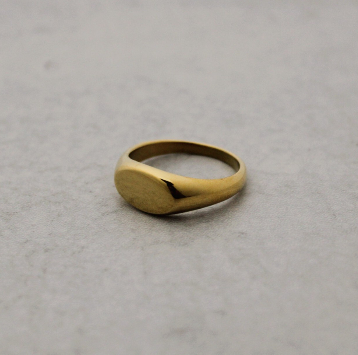 Gold Landscape Oval Signet Ring Stainless Steel Blank Gold Plated Pinky Ring