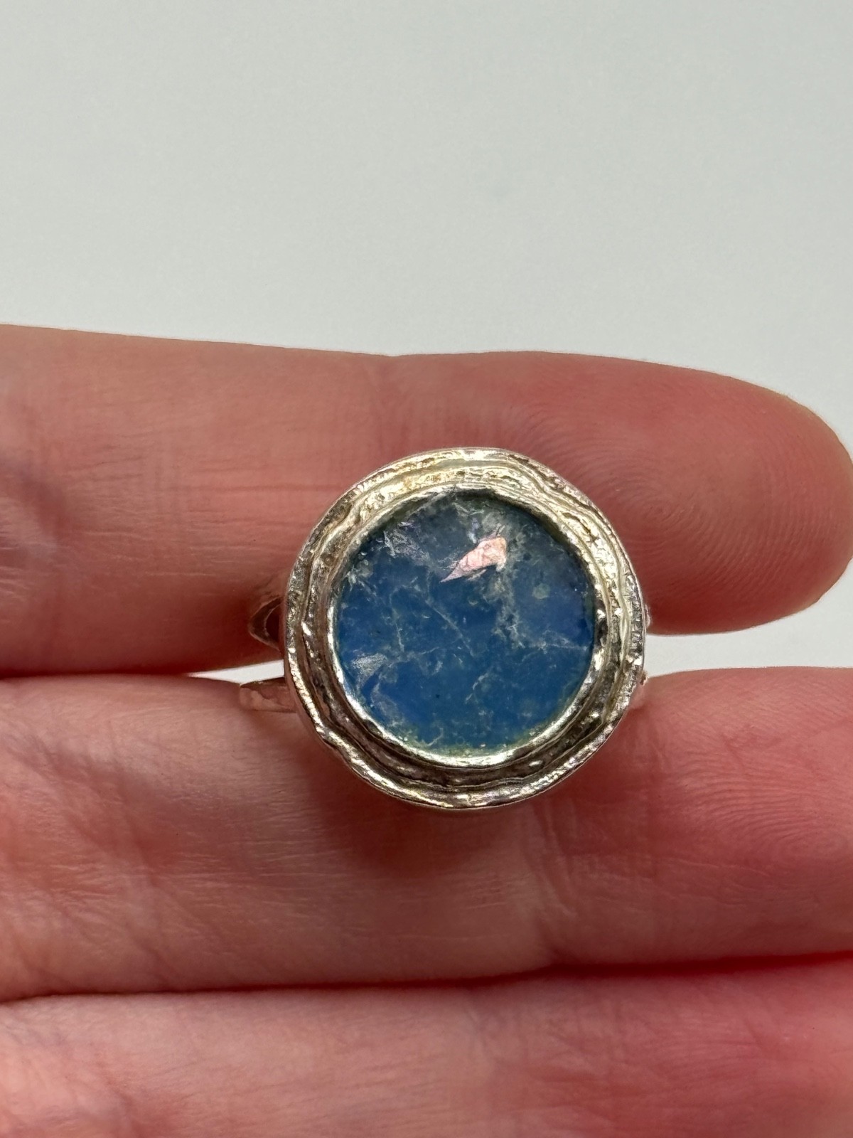 Luli Hamersztein Sterling Silver Roman Glass Ring Size 7