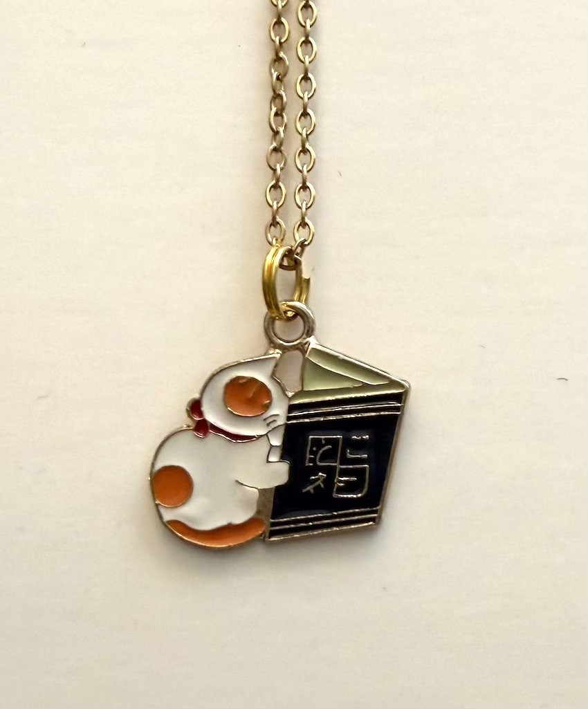 Cats and Book Lovers Cute Pendant Necklace in Small Velvet Bag