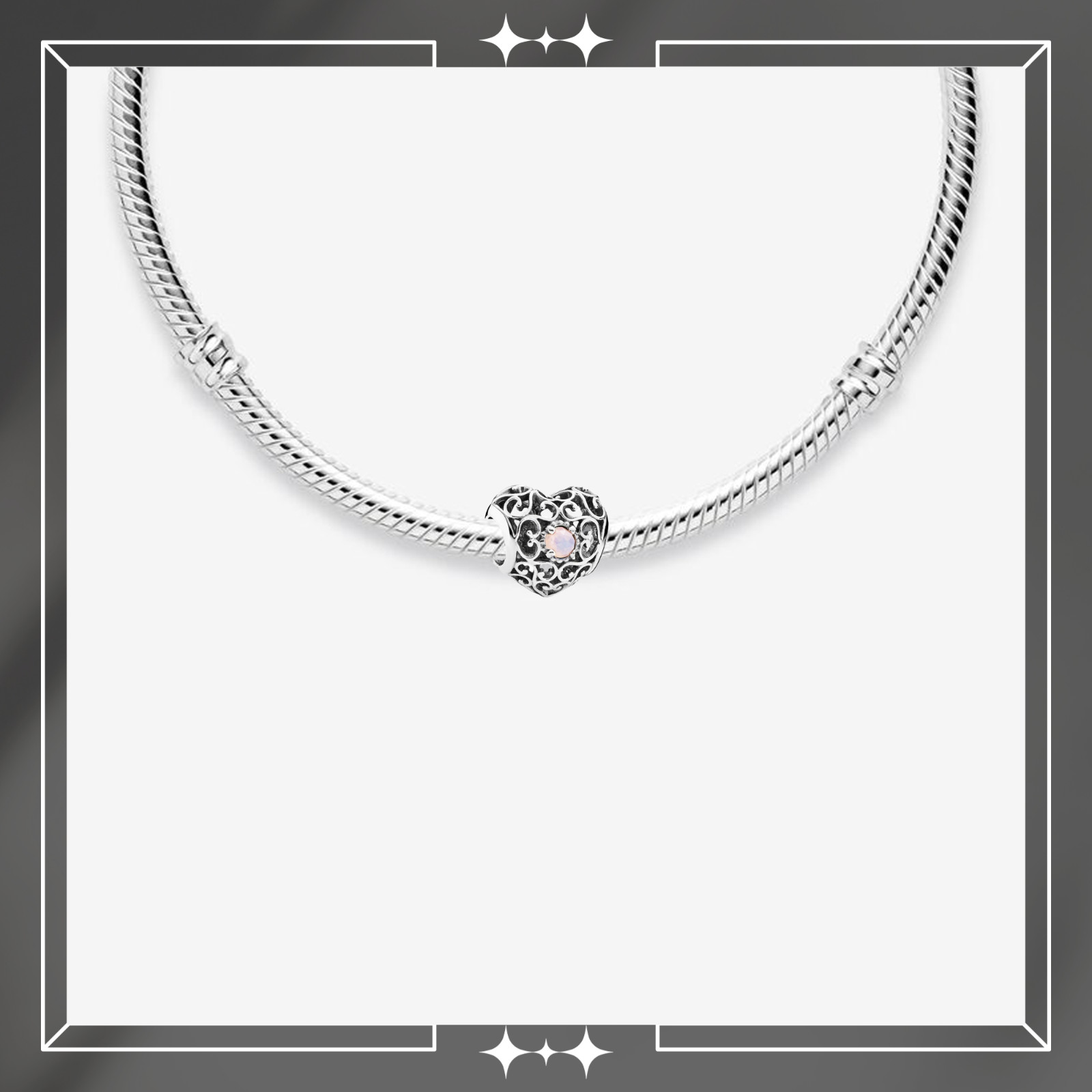 October Heart Birthstone Charm For Bracelet, October Charm, Birthstone Charm